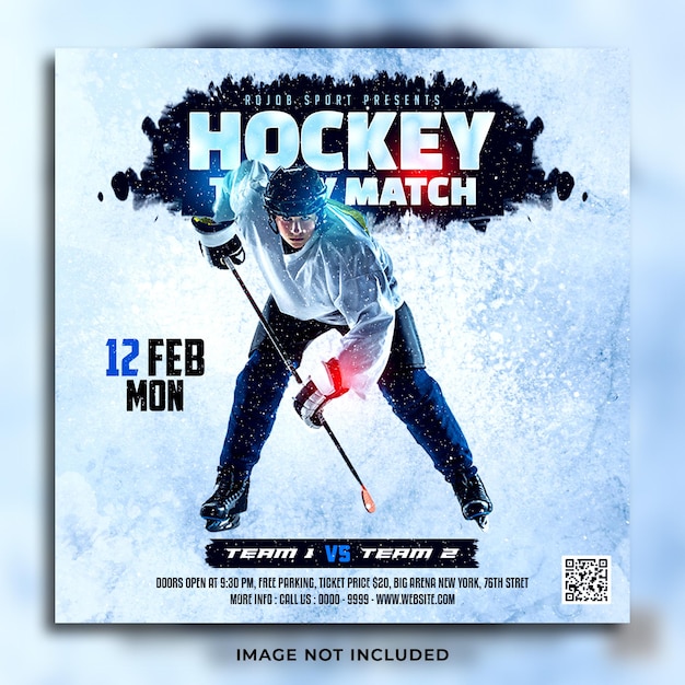 Ice hockey flyer and social media post template