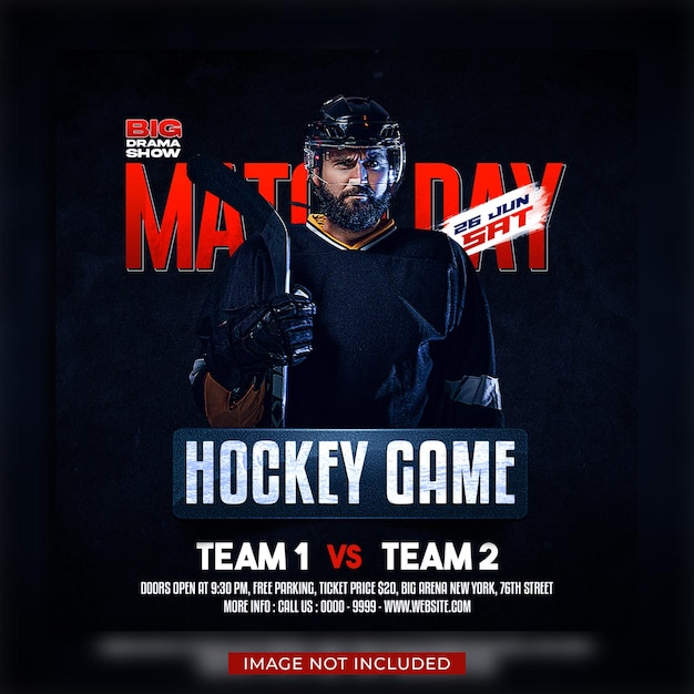 Ice Hockey flyer and social media Post template