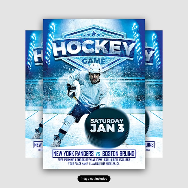 ice hockey game flyer template