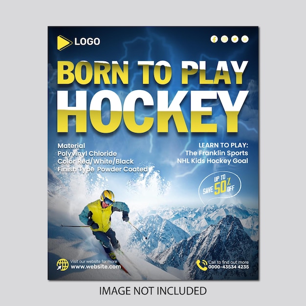 PSD ice hockey world championship sale instagram and facebook banner poster template design