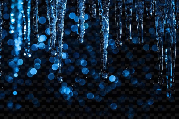 PSD ice is dripping on a black background with blue lights