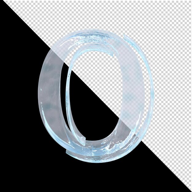 PSD ice letter from the arabic collection on a transparent background. 3d letter o