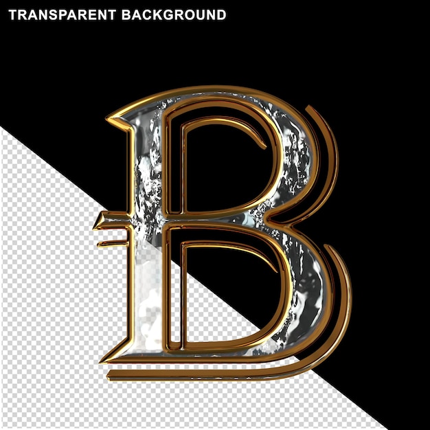 PSD ice letters in a golden frame letter b