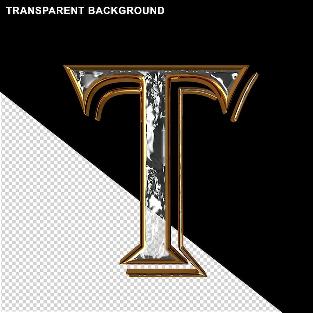 ice letters in a golden frame letter t