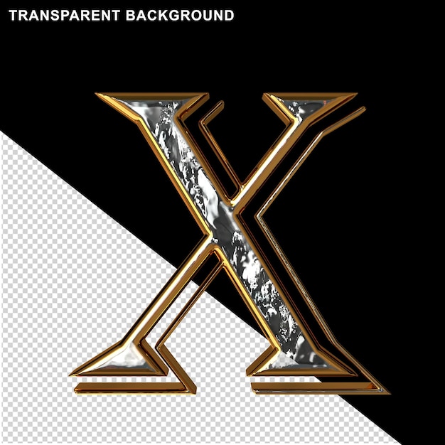 ice letters in a golden frame letter x