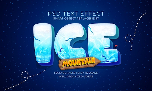 PSD ice mountain text effect template