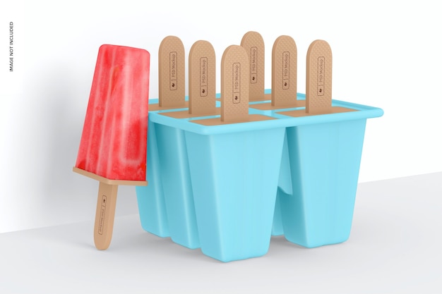 PSD ice pop silicone mold mockup, perspective