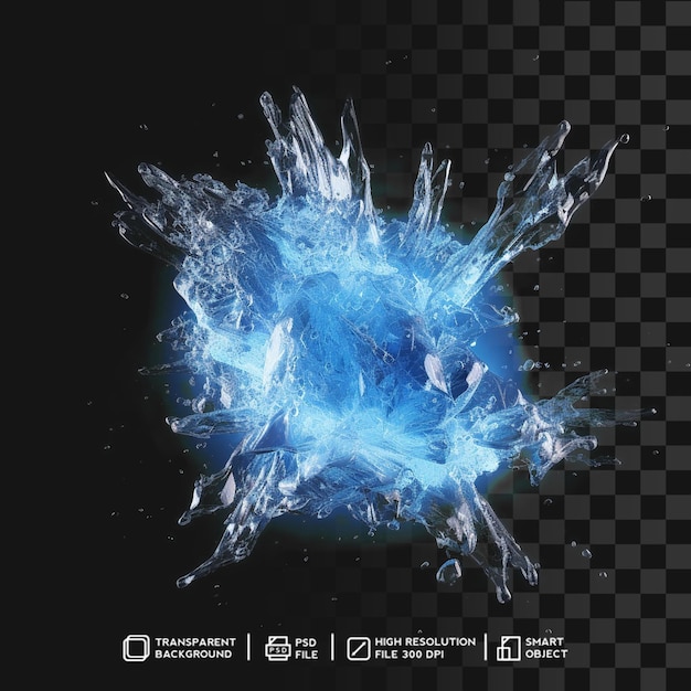 Ice shard explosion frost ice explosion effect on transparent background