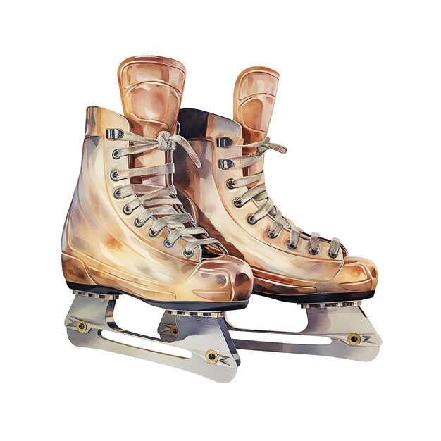 Ice skates for christmas event watercolor style ai generated