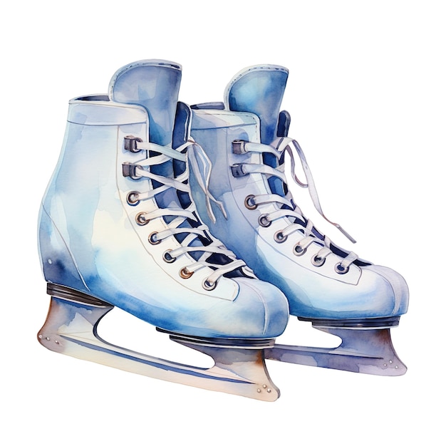 Ice skates for christmas event watercolor style ai generated