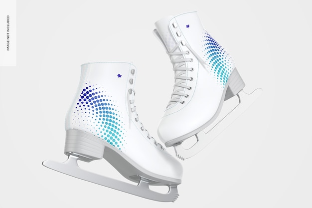 PSD ice skates mockup, floating