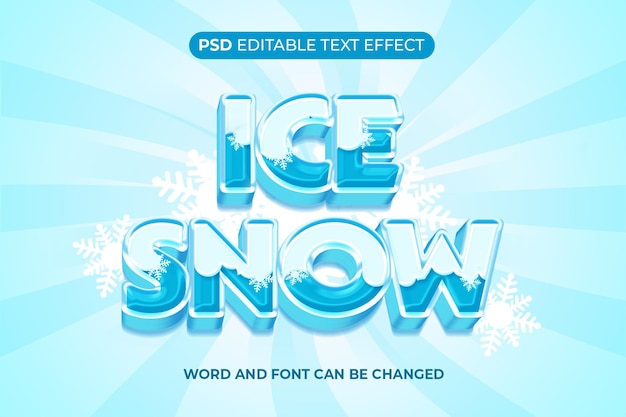 PSD ice snow text effect psd 3d