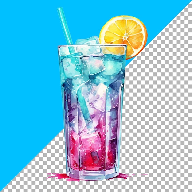 PSD ice soda watercolor style clipart illustration