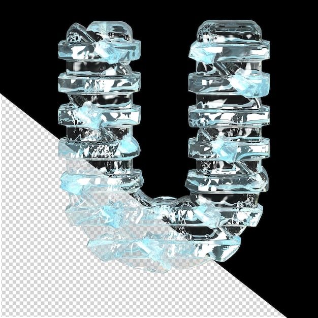 PSD simbolo di ghiaccio con lettere a blocchi orizzontali u
