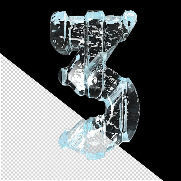 Ice symbol with thick vertical straps letter 3