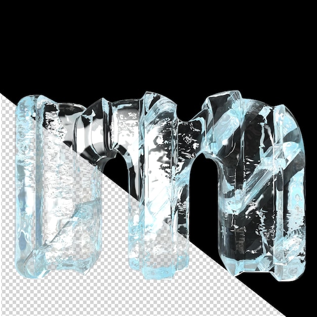 Ice symbol with thick vertical straps letter m