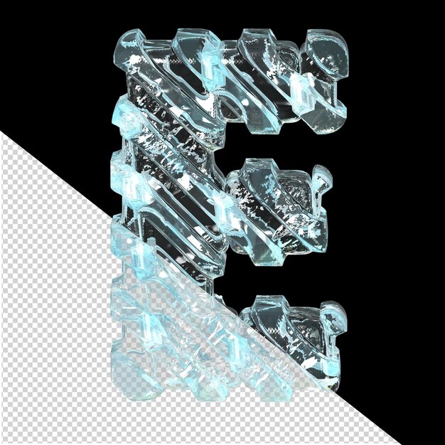 PSD 薄い斜めのストラップ文字 e と氷のシンボル