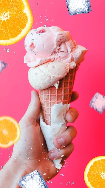 PSD mockup di gelato per post promozionale