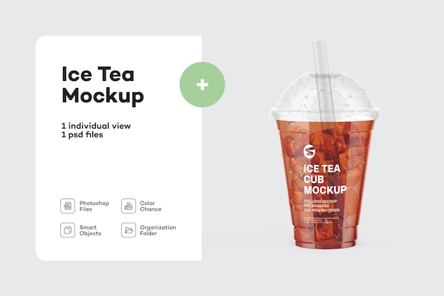 Iced Black Tea Cup Mockup - Free Download Images High Quality PNG, JPG