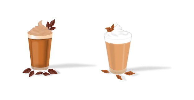 メニューとプレゼンテーションのためのアイスコーヒーとフラプチーノのイラスト