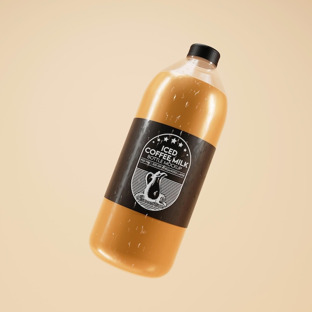 Iced coffee milk glass bottle mockup