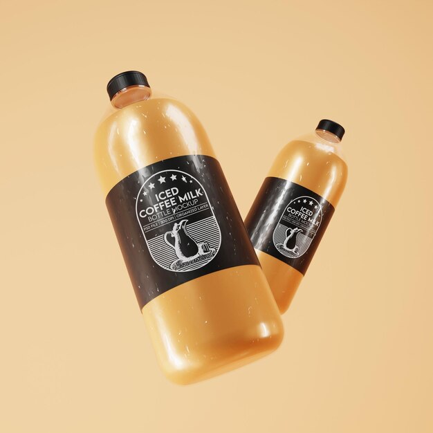 Iced coffee milk glass bottle mockup