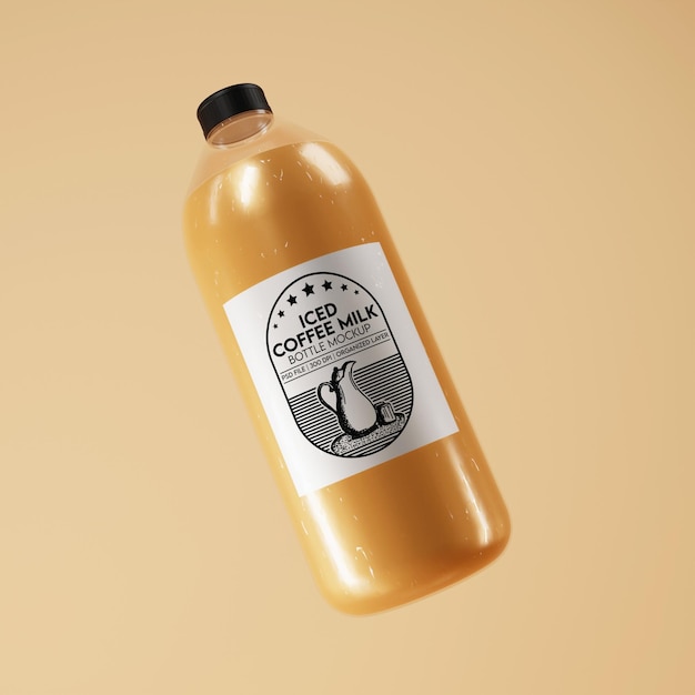 Iced coffee milk glass bottle mockup