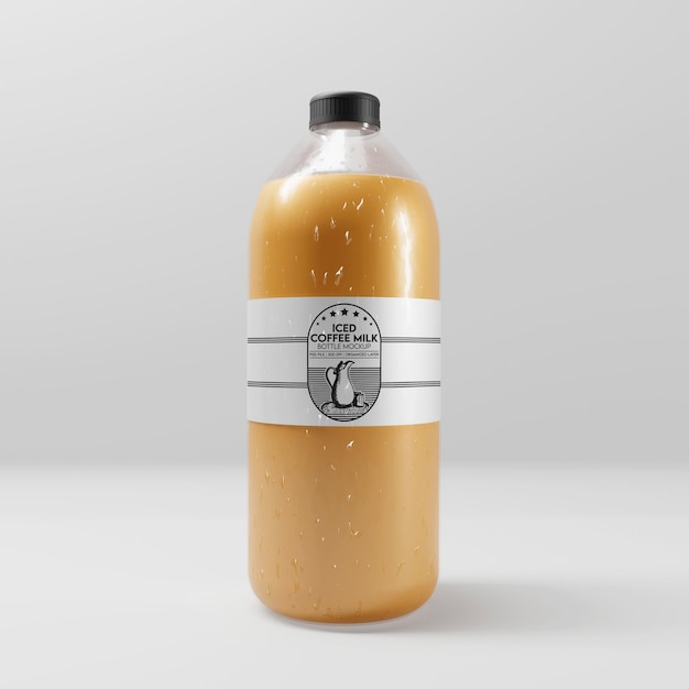 Iced coffee milk glass bottle mockup