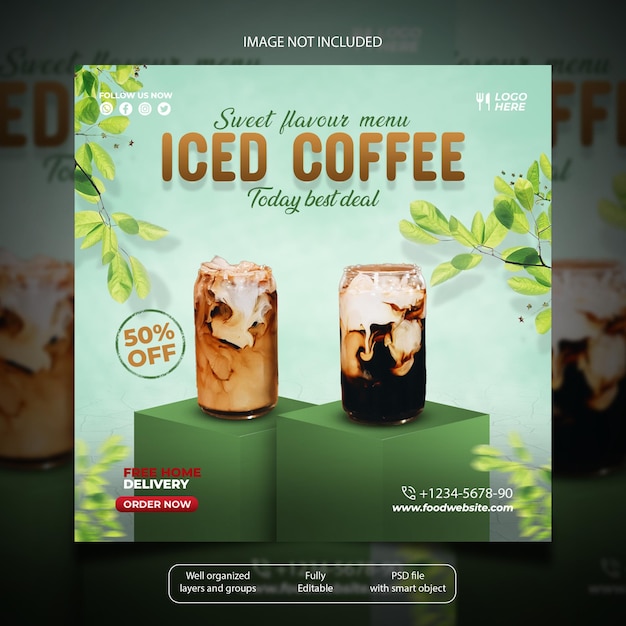 Iced coffee social media post