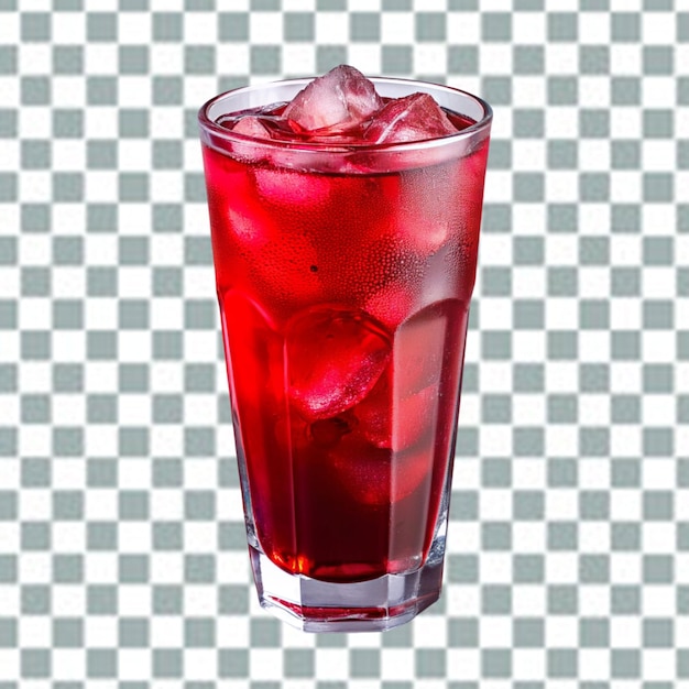 Iced red soda glass