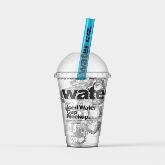 PSD iced water cup mockup