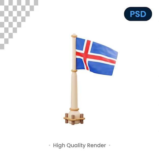 Iceland flag 3d icon