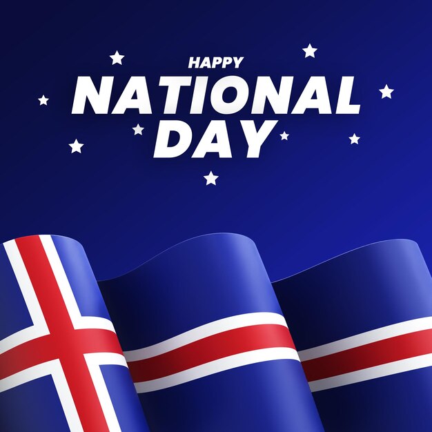 PSD iceland flag design national independence day banner editable text and background