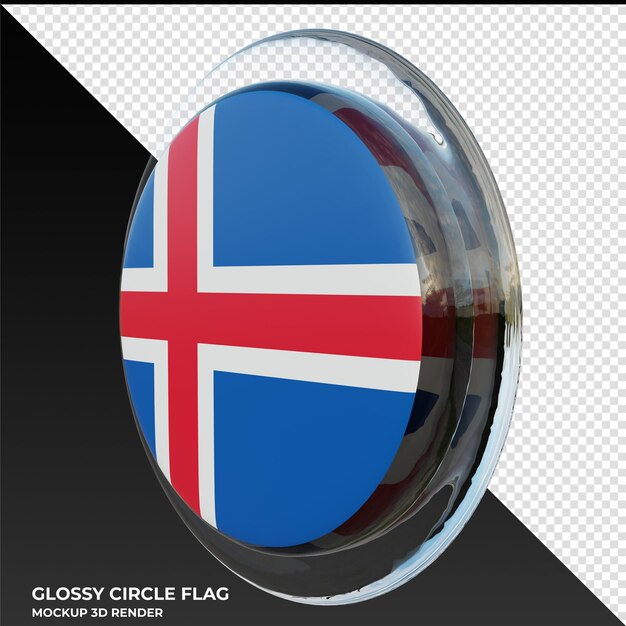 PSD iceland0002 realistic 3d textured glossy circle flag