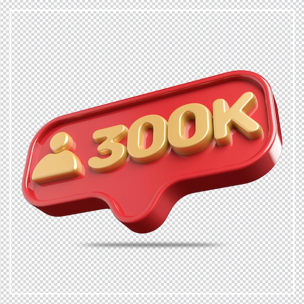 Icona 300k seguaci 3d oro