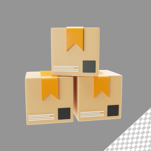 PSD icon 3d illustration cardboard box free psd