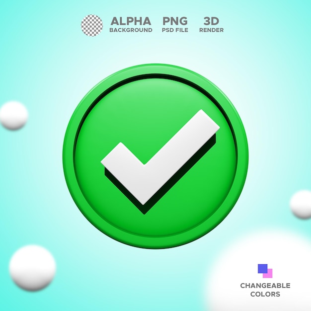 Icon 3d render checklist checkmark for design illustration isolated object premium psd