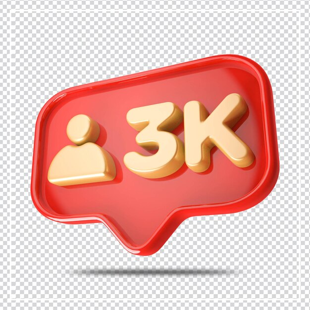 PSD icon 3k followers gold with red