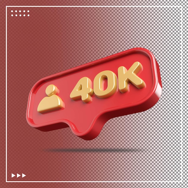 Icon 40k followers 3d gold