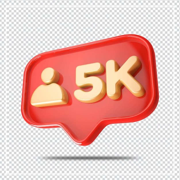 Icon 5k followers gold with red