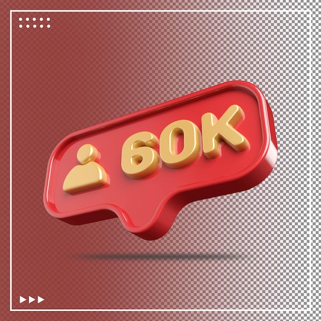 アイコン 60k フォロワー 3d ゴールド