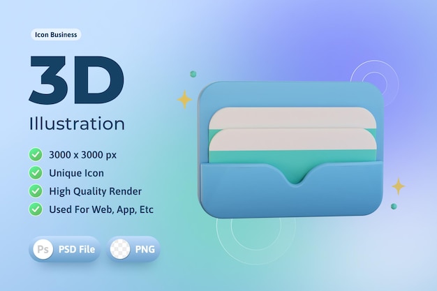 Icon Business 3d, wallet, for web, app, infographic
