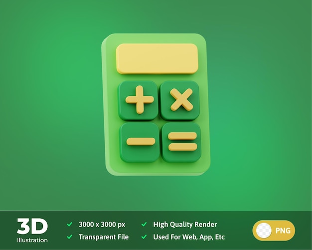 PSD icon calculator 3d illustration