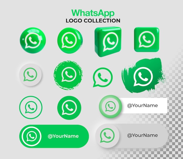 투명한 배경에 Whatsapp 로고가 있는 아이콘 모음