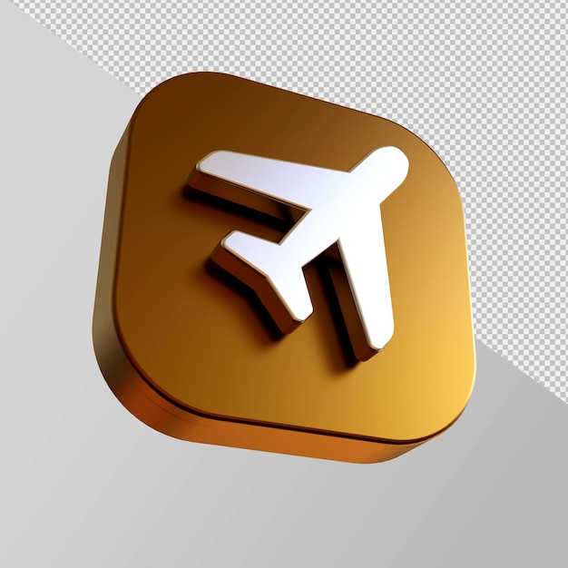 Icon gold Close up on a plane in 3d rendering isolated