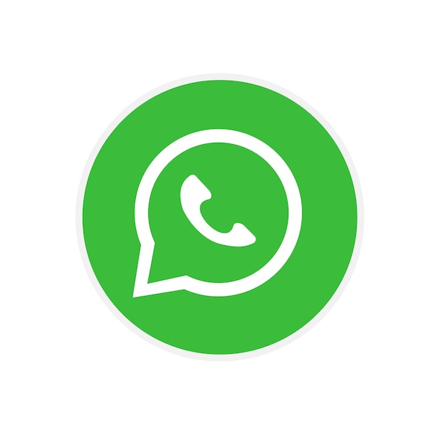 Icon Groene cirkel met witte WhatsApp Chat Bubble en telefoonsymbool