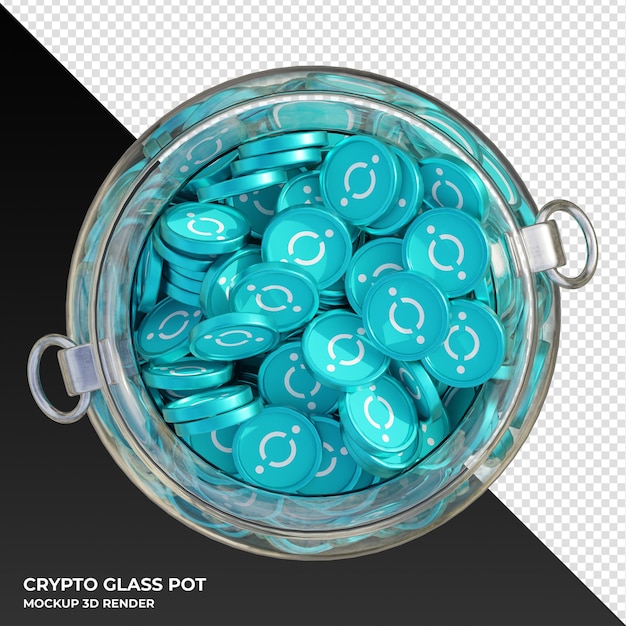 PSD icon moneta crittografica icx vista dall'alto vaso di vetro trasparente