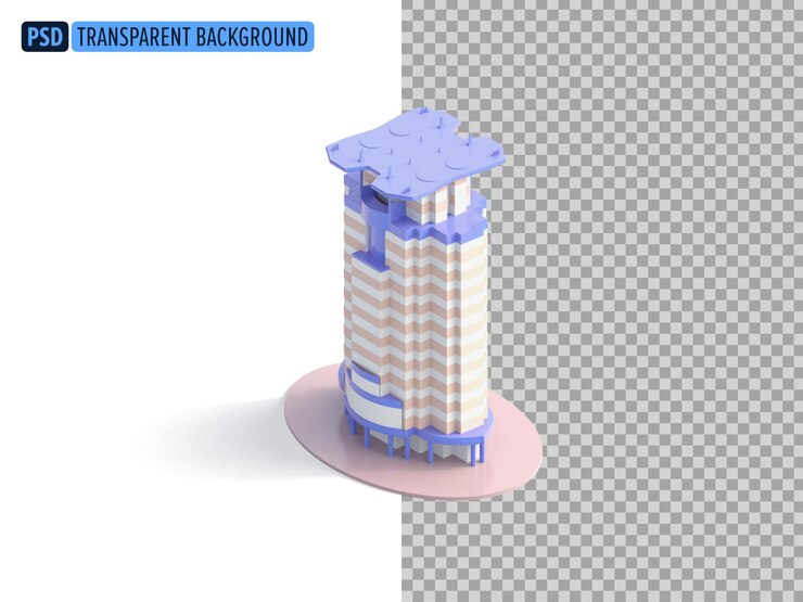 PSD icon isometric building 3d illustration on a transparent background