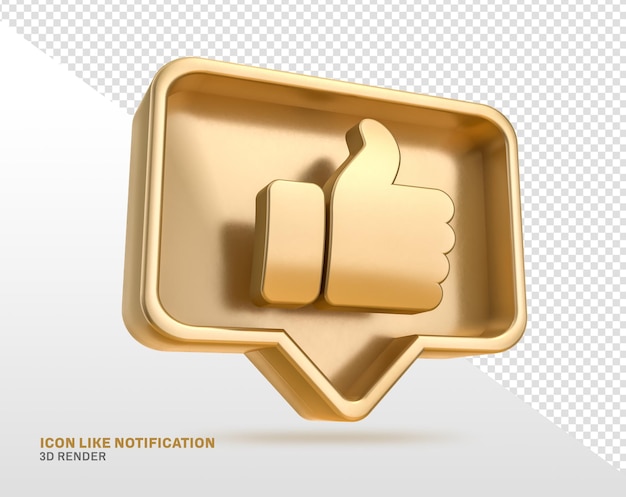 Icon like gold in 3d render with transparent background