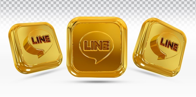 Icon line gold social media logos in modern style